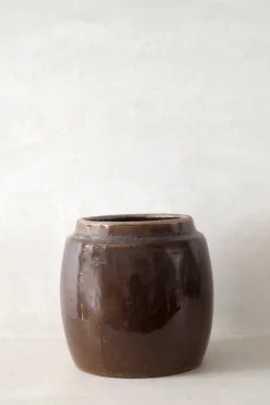 Glaserede Krukker|Lille^PLANT Berit, brun ø 12 cm