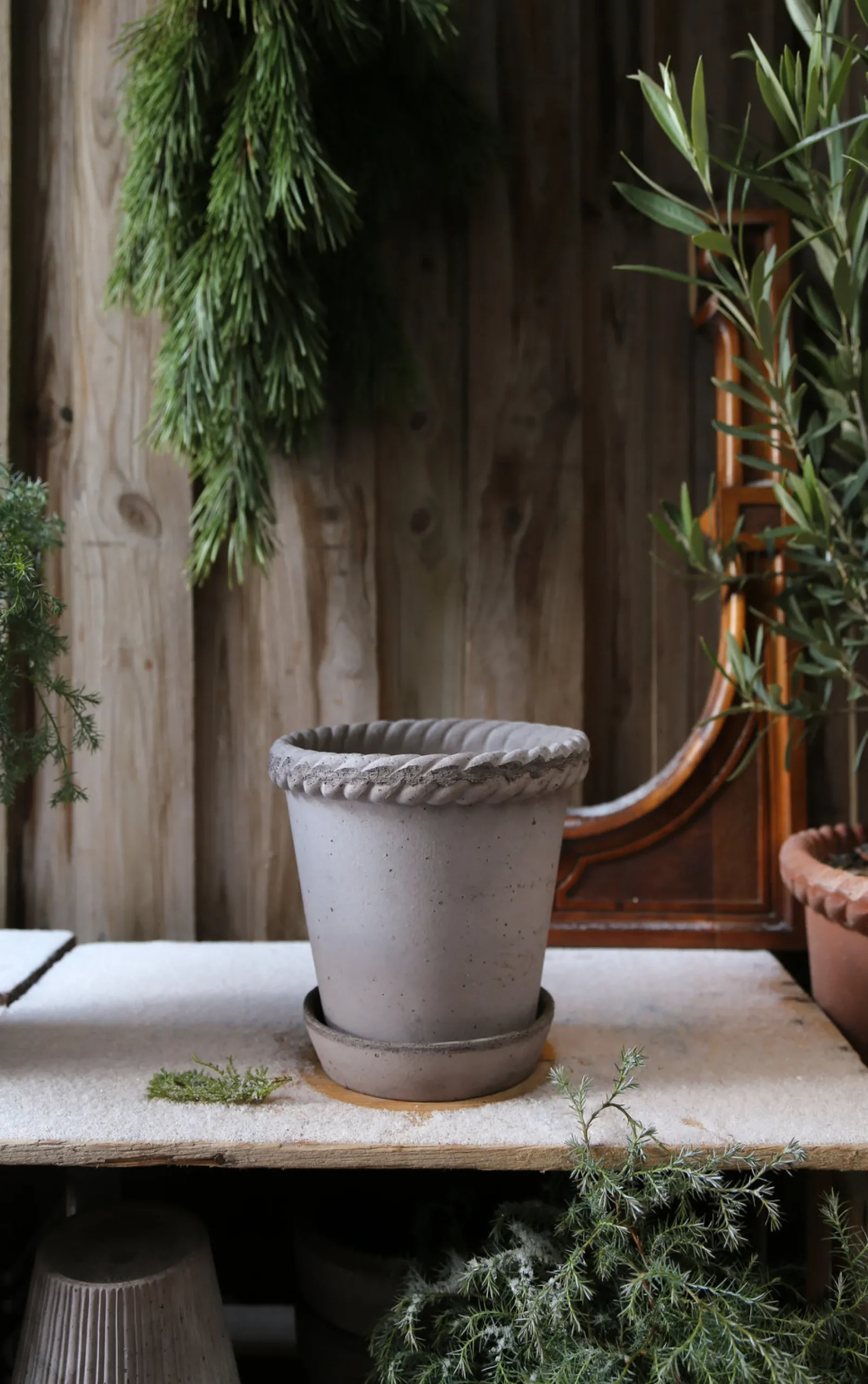 Terrakotta-Krukker|Stor^PLANT Emilia krukke, raw grey