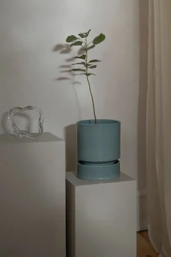 Glaserede Krukker|Terrakotta-Krukker^PLANT Hoff krukke, glaseret, Misty Blue