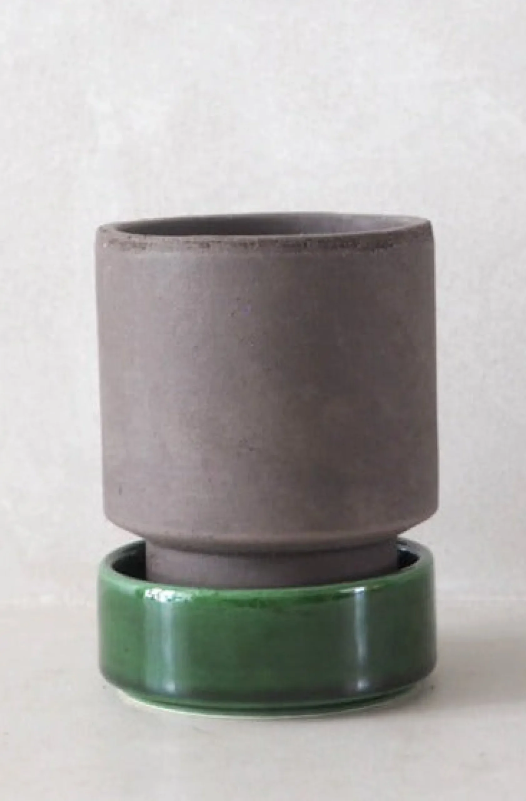 Terrakotta-Krukker|Stor^PLANT Hoff krukke, raw grey + grøn underskål, gulvkrukke