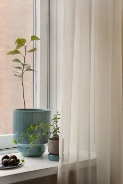 Terrakotta-Krukker|Hoff Krukke Serien^PLANT Hoff krukke, raw grey + Misty Blue underskål