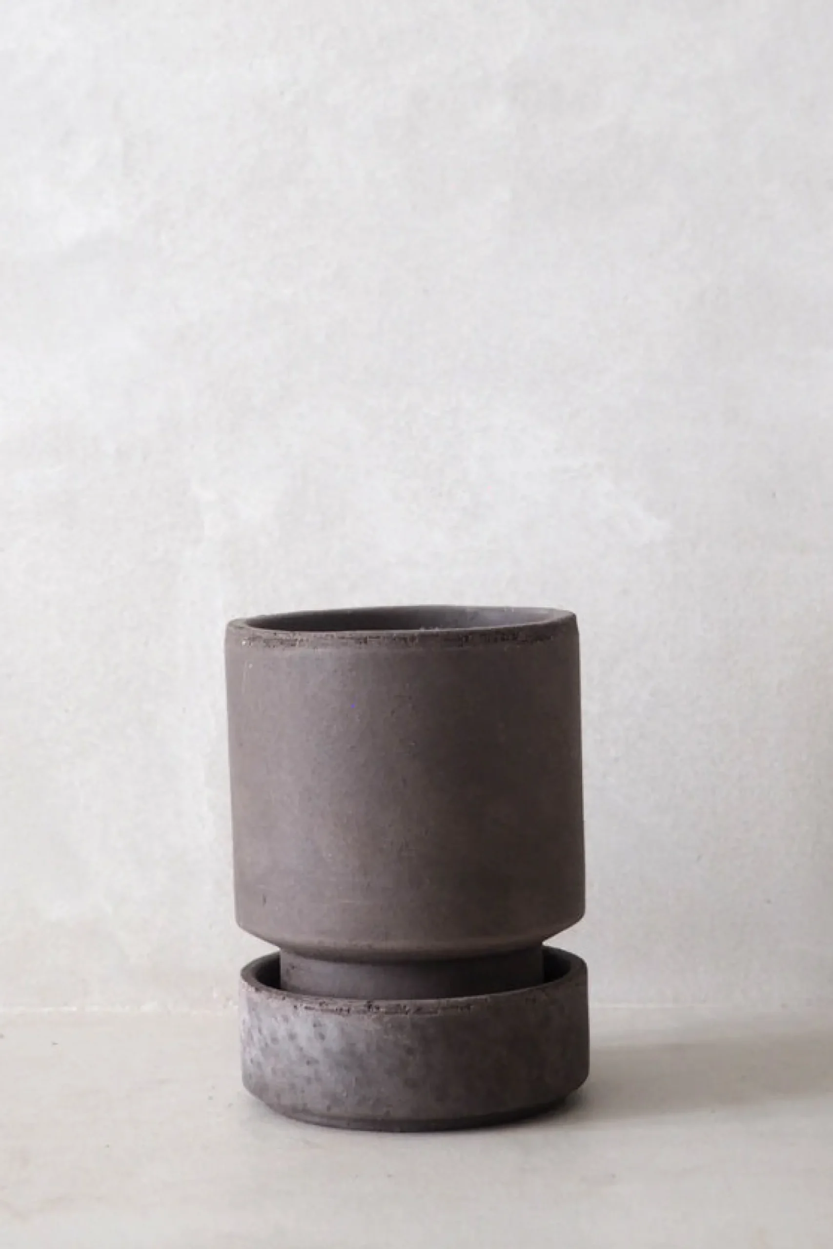 Terrakotta-Krukker|Hoff Krukke Serien^PLANT Hoff krukke, raw grey + raw grey underskål