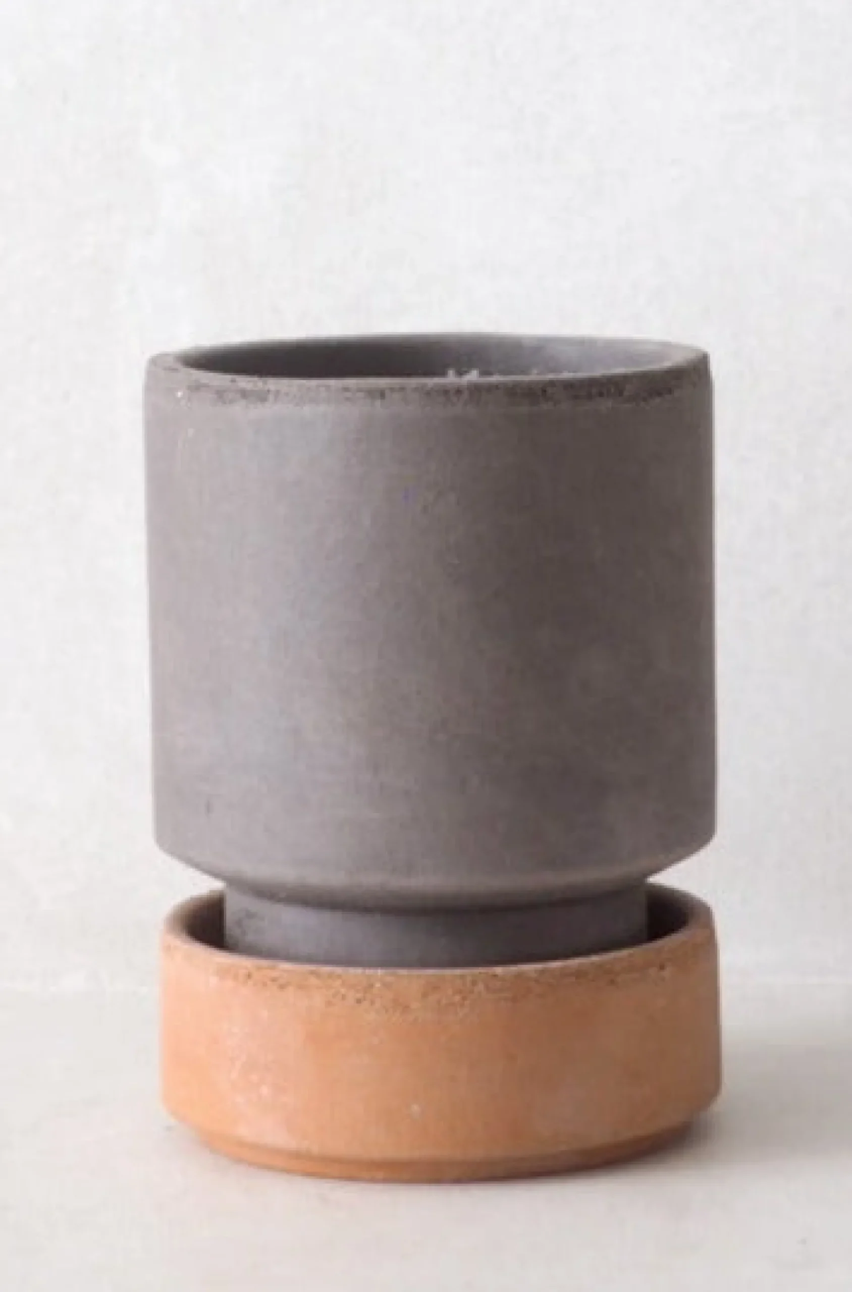 Terrakotta-Krukker|Stor^PLANT Hoff krukke, raw grey + raw rosa underskål, gulvkrukke