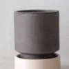 Terrakotta-Krukker|Stor^PLANT Hoff krukke, raw grey + rosa underskål, gulvkrukke