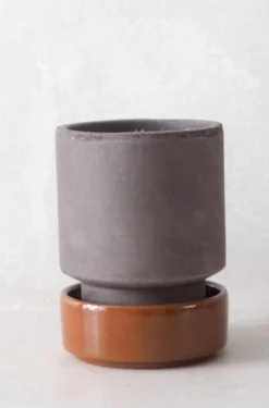 Terrakotta-Krukker|Stor^PLANT Hoff krukke, raw grey + rust underskål, gulvkrukke