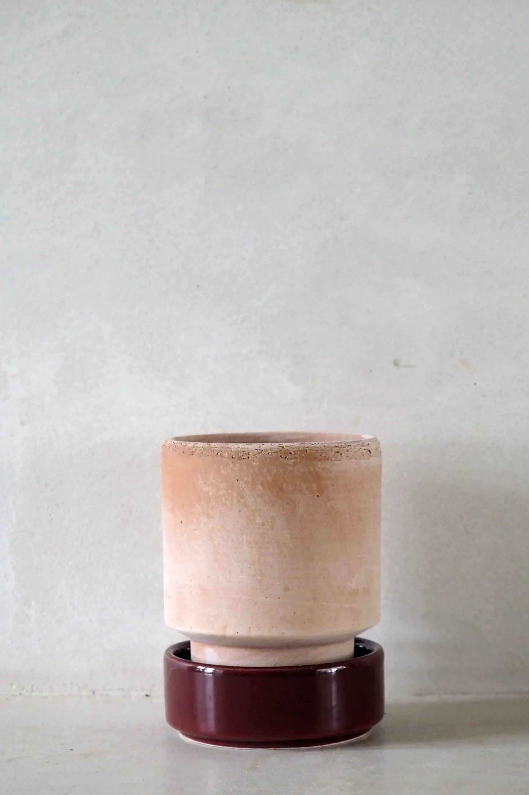 Terrakotta-Krukker|Hoff Krukke Serien^PLANT Hoff krukke, raw rosa + Burgundy underskål
