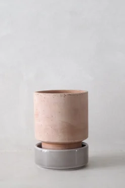 Terrakotta-Krukker|Hoff Krukke Serien^PLANT Hoff krukke, raw rosa + grå underskål