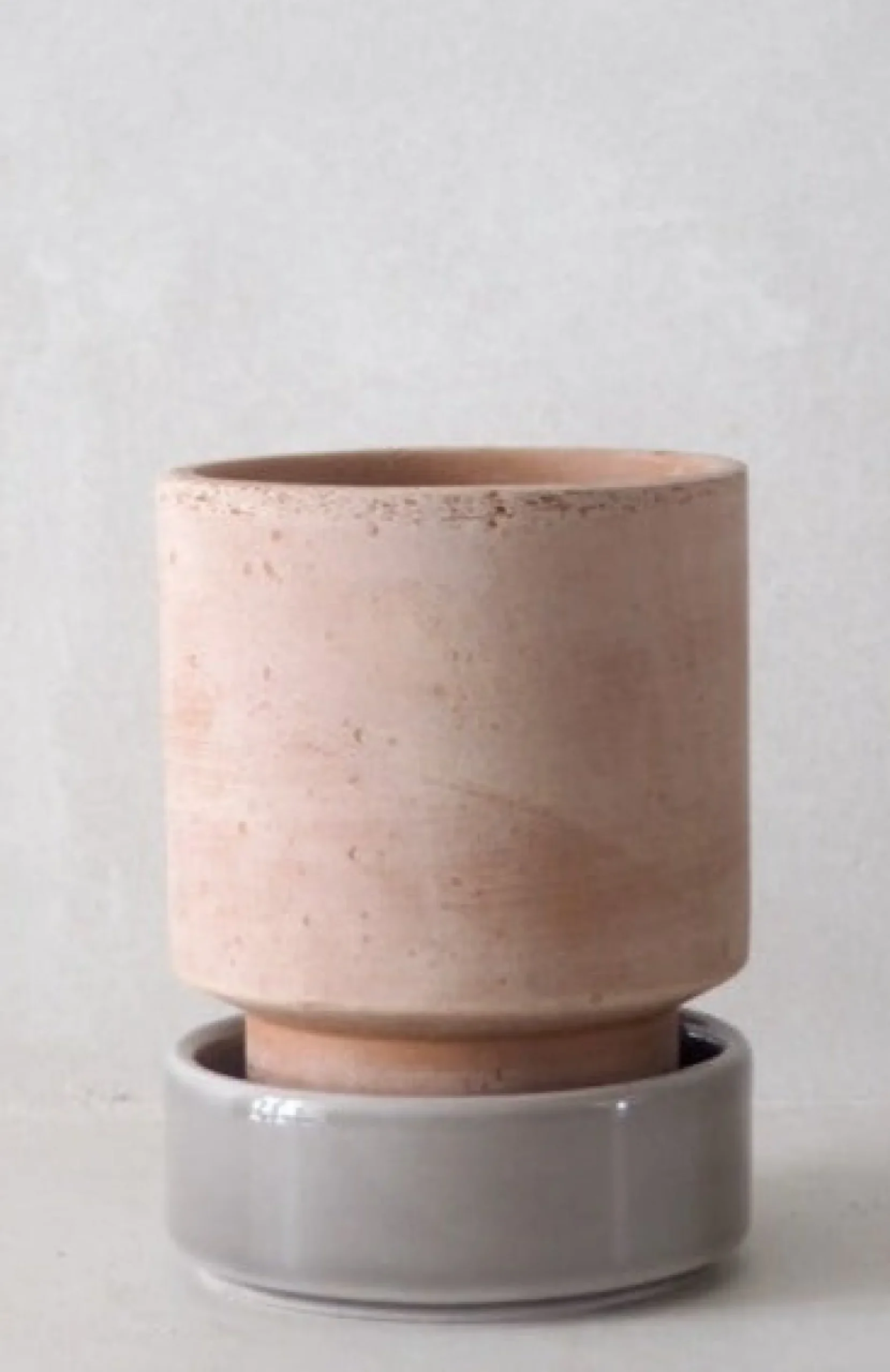 Stor^PLANT Hoff krukke, raw rosa + grå underskål, gulvkrukke