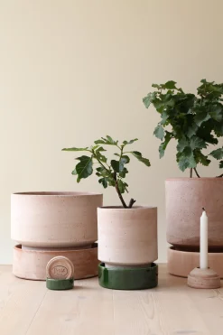 Terrakotta-Krukker|Stor^PLANT Hoff krukke, raw rosa + raw rosa underskål, gulvkrukke