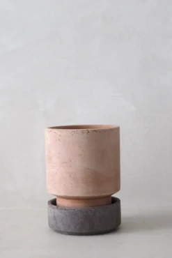 Terrakotta-Krukker|Hoff Krukke Serien^PLANT Hoff krukke, raw rosa + raw grey underskål