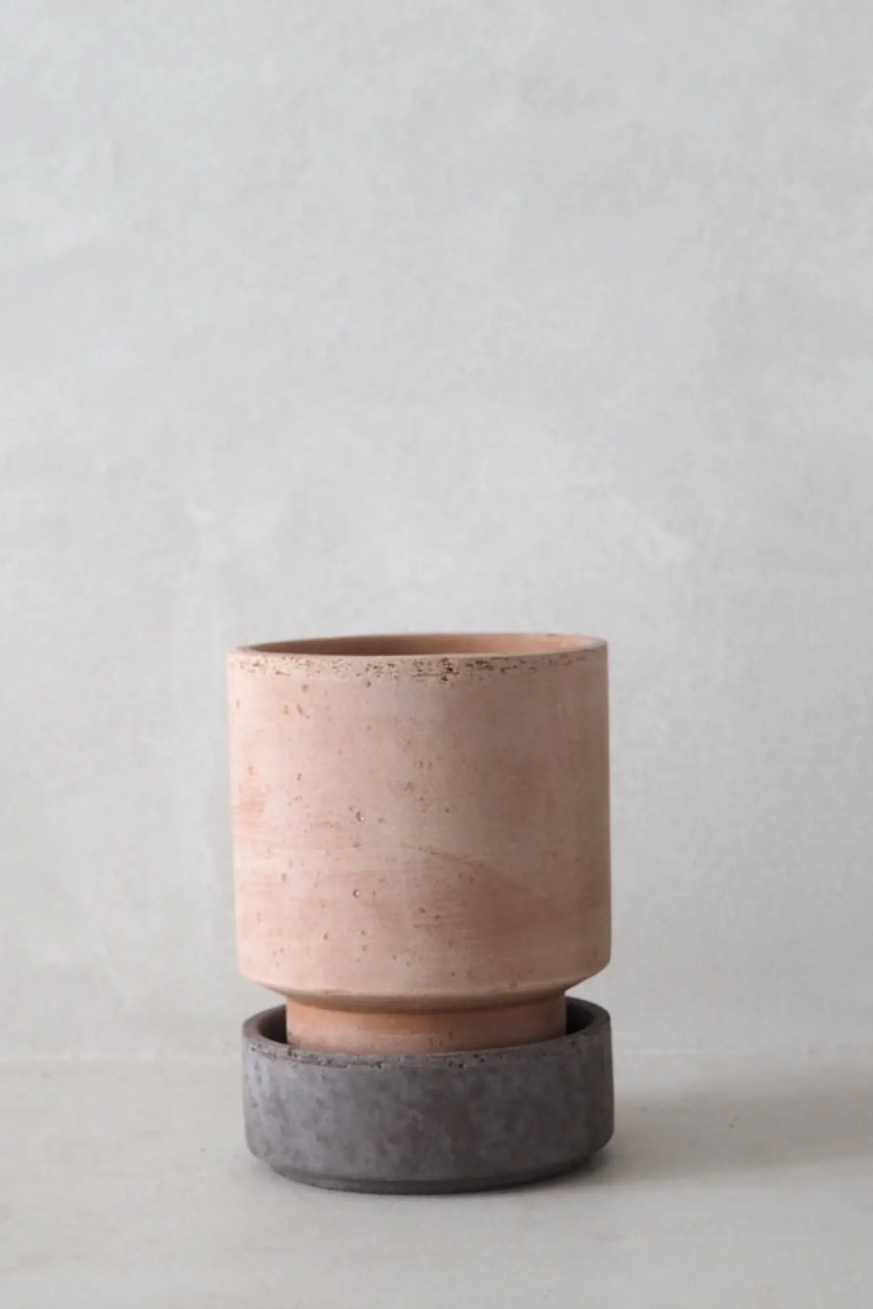 Terrakotta-Krukker|Hoff Krukke Serien^PLANT Hoff krukke, raw rosa + raw grey underskål