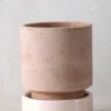 Terrakotta-Krukker|Stor^PLANT Hoff krukke, raw rosa + rosa underskål, gulvkrukke