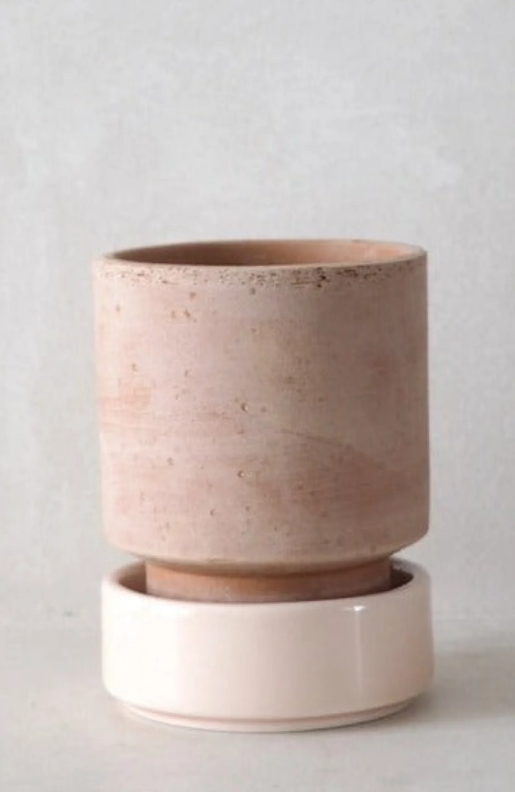 Terrakotta-Krukker|Stor^PLANT Hoff krukke, raw rosa + rosa underskål, gulvkrukke