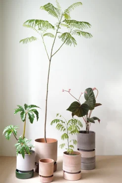 Terrakotta-Krukker|Stor^PLANT Hoff krukke, raw rosa + rosa underskål, gulvkrukke